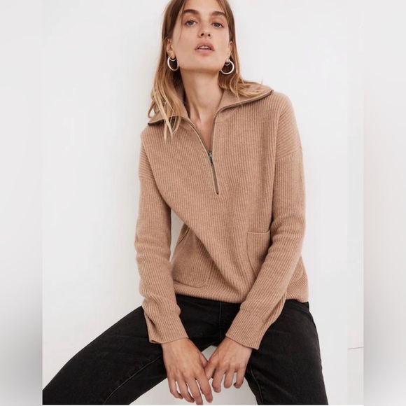 Madewell Sweaters - Madewell Camel Ribbed Cowl Neck Sweater size small